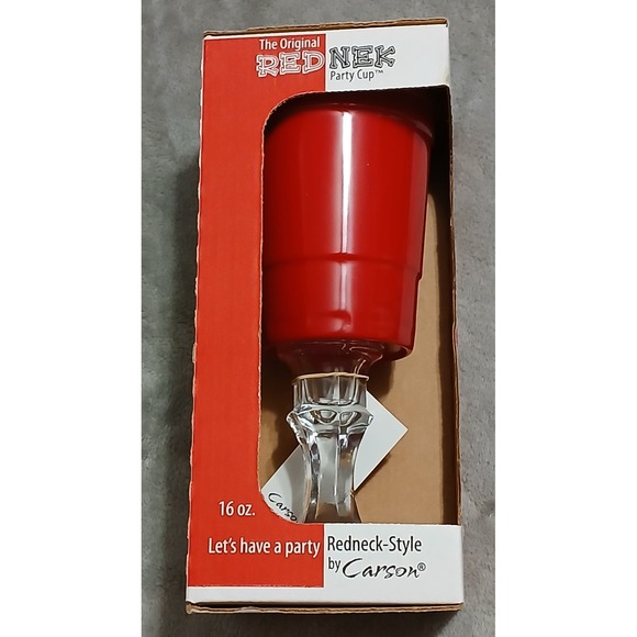 Carson Other - The Original Red Nek Party Cup by Carson Red Melamine Glass Base 16oz New in Box